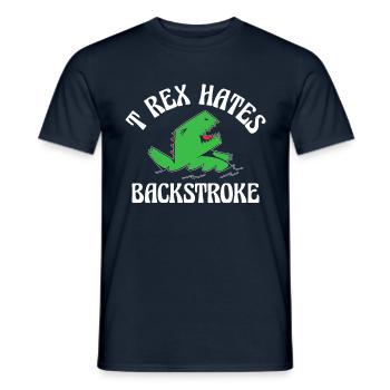 T Rex déteste la paléontologie des dinosaures sur le dos - T-shirt homme - marine - Devant - AI Model Male 178 light (178cm)