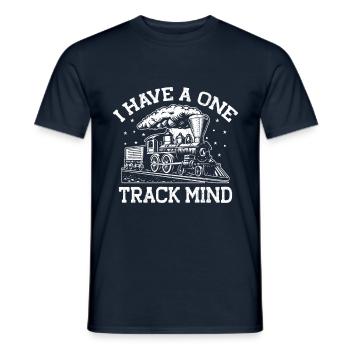I have a single-track mind train - Men's T-Shirt - navy - Front - AI Model Male 178 light (178cm)