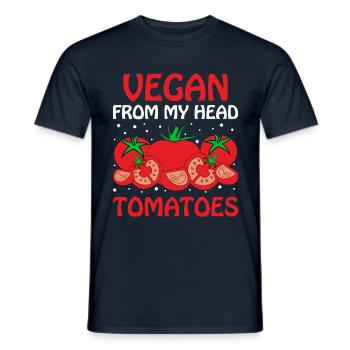 Vegan From My Head Tomaten Vegetarischer - Männer T-Shirt - Navy - Vorne - AI Model Male 178 light (178cm)