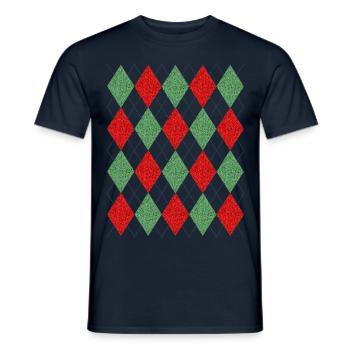 Checked Pattern - Men's T-Shirt - navy - Front - AI Model Male 178 light (178cm)
