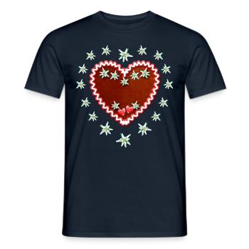 49 Lebkuchenherz Engelein Edelweiss Dein Text - Männer T-Shirt - Navy - Vorne - AI Model Male 178 light (178cm)