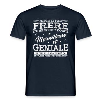 JE SUIS LE FRÈRE D'UNE SŒUR DOUCE - T-shirt homme - marine - Devant - AI Model Male 178 light (178cm)