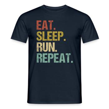 Eat Sleep Run Repeat Retro Design - Men's T-Shirt - navy - Front - AI Model Male 178 light (178cm)