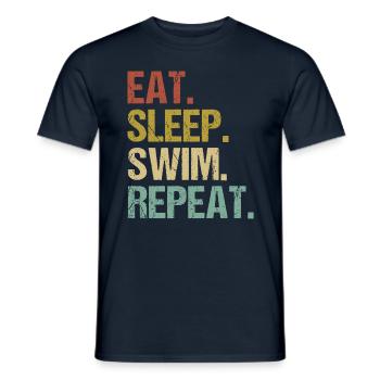 Eat Sleep Swim Repeat Retro Design - Men's T-Shirt - navy - Front - AI Model Male 178 light (178cm)