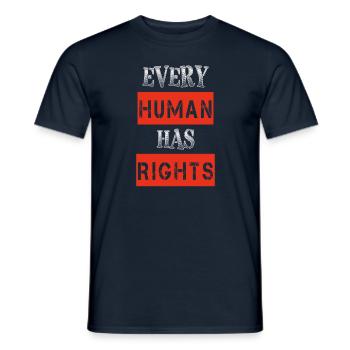 Droits humains - T-shirt homme - marine - Devant - AI Model Male 178 light (178cm)