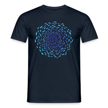 Banc de poissons en spirale - T-shirt homme - marine - Devant - AI Model Male 178 light (178cm)
