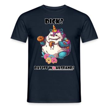 Spruch Wohlstand Einhorn Übergewicht Lustig Cool - Männer T-Shirt - Navy - Vorne - AI Model Male 178 light (178cm)