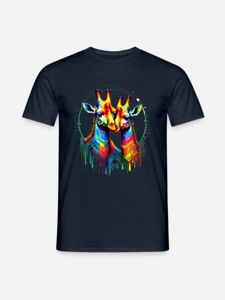 Giraffenliebe - Farbenvielfalt - Männer T-Shirt - Navy