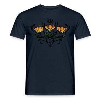 Fleur symétrique jaune - T-shirt homme - marine - Devant - AI Model Male 178 light (178cm)