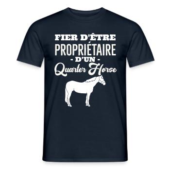 Cheval quarter Horse - T-shirt homme - marine - Devant - AI Model Male 178 light (178cm)