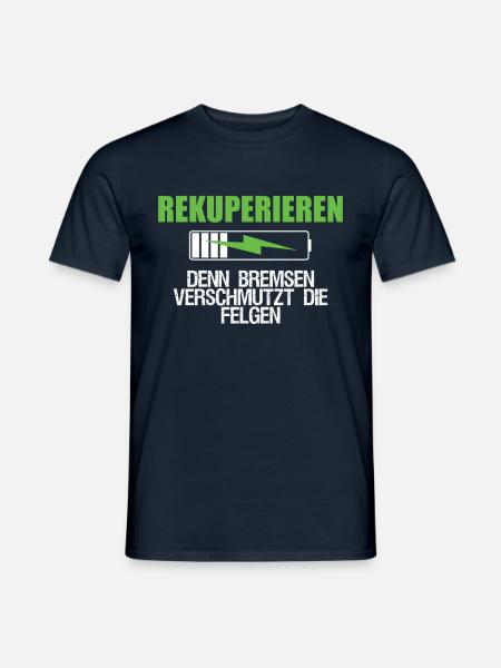 Rekuperieren E-Auto Grün Akku - Männer T-Shirt - Navy