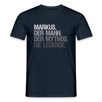 Vorname Markus der Mann der Mythos die Legende - Männer T-Shirt - Navy - Vorne - AI Model Male 178 light (178cm)