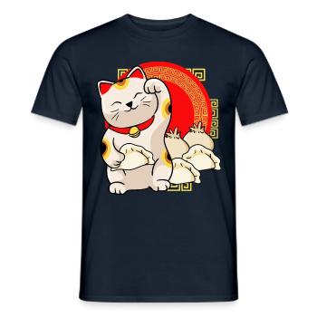 Lucky Cat And Dumplings - Men's T-Shirt - navy - Front - AI Model Male 178 light (178cm)