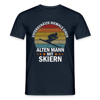 Mann mit Skiern - Männer T-Shirt - Navy - Vorne - AI Model Male 178 light (178cm)