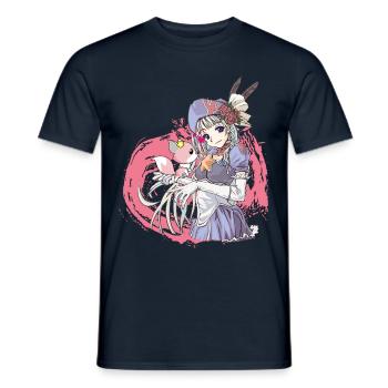 Fille manga avec chien - T-shirt homme - marine - Devant - AI Model Male 178 light (178cm)