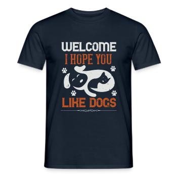 Lustige Begrüßung Ich hoffe, Sie mögen Hunde T-Shirt - Männer T-Shirt - Navy - Vorne - AI Model Male 178 light (178cm)