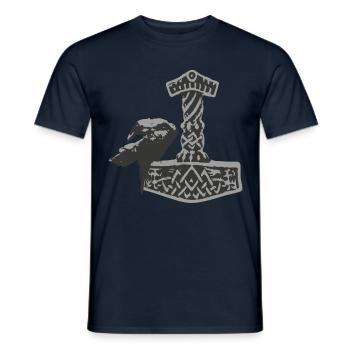 Thor Hammer Raben Odins Midgard - Männer T-Shirt - Navy - Vorne - AI Model Male 178 light (178cm)