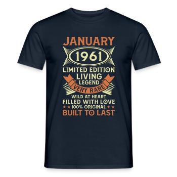 60. Geburtstag Geschenk Januar Jahrgang 1961 60 - Männer T-Shirt - Navy - Vorne - AI Model Male 178 light (178cm)