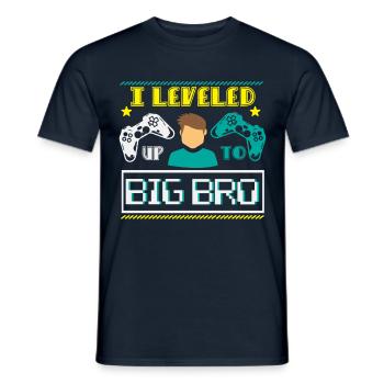 Gamer Gaming Leveled Up to Big Bro - Men's T-Shirt - navy - Front - AI Model Male 178 light (178cm)