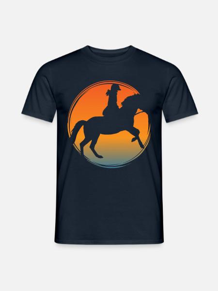 Pferde reiten auf Reiterhof mit Reiter - Männer T-Shirt - Navy
