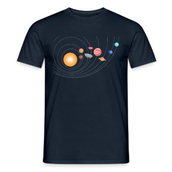 Outer Space Funny Flat Earth Science Planets - T-shirt homme - marine - Devant - AI Model Male 178 light (178cm)