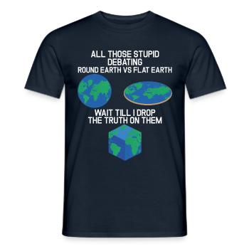 Débat stupide Terre ronde Terre plate Cube Earth - T-shirt homme - marine - Devant - AI Model Male 178 light (178cm)