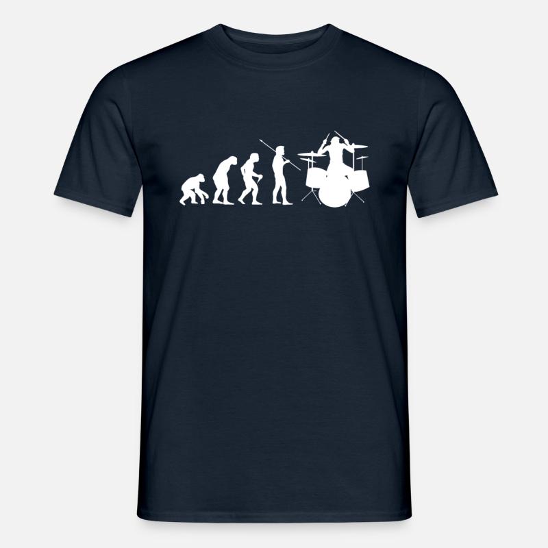 Human Evolution Drum Musiker Schlagzeuger - Männer T-Shirt - Navy