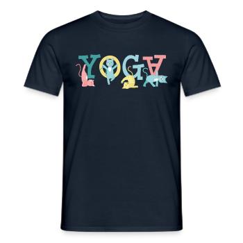 Yoga Cat Ami Cadeau - T-shirt homme - marine - Devant - AI Model Male 178 light (178cm)