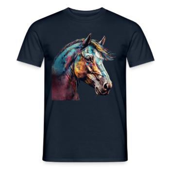 Idée passion chevaux cavalière aquarelle splash - T-shirt homme - marine - Devant - AI Model Male 178 light (178cm)