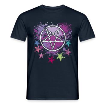 Pentagramme avec étoiles - T-shirt homme - marine - Devant - AI Model Male 178 light (178cm)