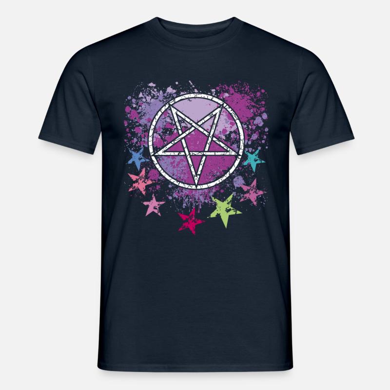 Pentagramm mit Sternen - Männer T-Shirt - Navy