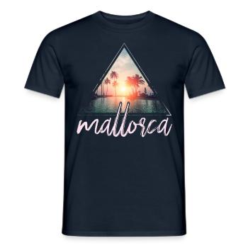 Majorque Malle vacances palmiers soleil plage fête - T-shirt homme - marine - Devant - AI Model Male 178 light (178cm)