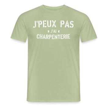 J peux pas j ai Charpenterie - T-shirt homme - vert sauge - Devant - AI Model Male 178 light (178cm)