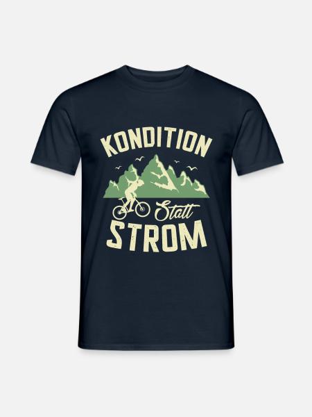 Mountainbike Kondition statt Strom - Männer T-Shirt - Navy