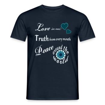 Amour, Vérité, Paix - Mantra - T-shirt homme - marine - Devant - AI Model Male 178 light (178cm)