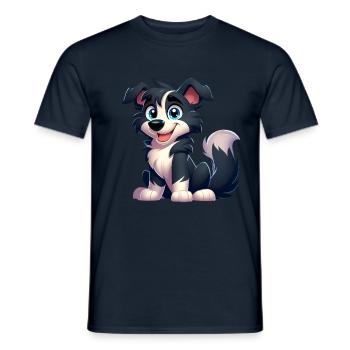 border collie 6 - T-shirt homme - marine - Devant - AI Model Male 178 light (178cm)