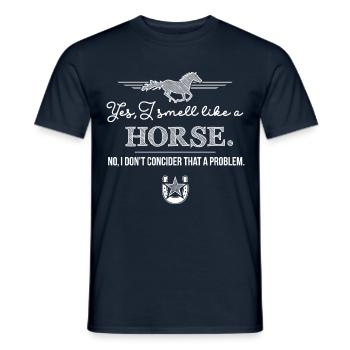 Yes I smell like a horse - funny rider's saying - Men's T-Shirt - navy - Front - AI Model Male 178 light (178cm)