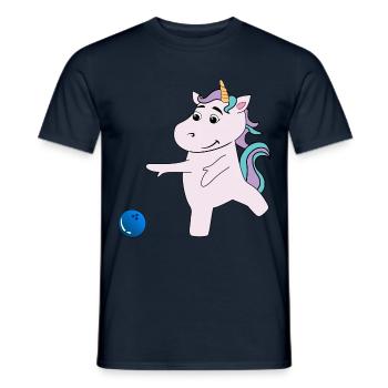 Unicorn plays bowling - Men's T-Shirt - navy - Front - AI Model Male 178 light (178cm)