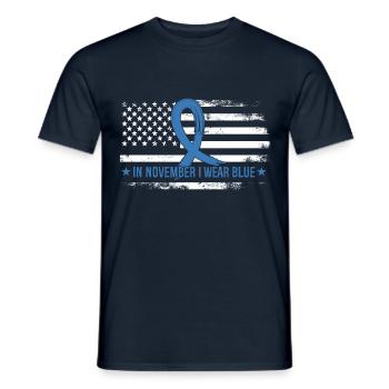 In November I wear blue - Men's T-Shirt - navy - Front - AI Model Male 178 light (178cm)