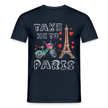Paris Tour Eiffel France Vélo Coeur coeur - T-shirt homme - marine - Devant - AI Model Male 178 light (178cm)