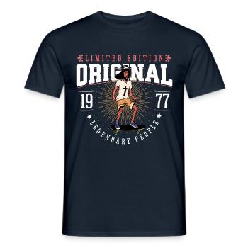 geboren 1977 Vintage Jahrgang 1977 Jesus Design - Männer T-Shirt - Navy - Vorne - AI Model Male 178 light (178cm)