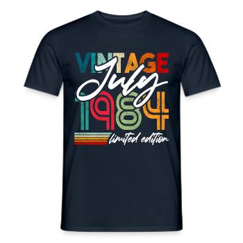 Millésime né juillet 1984 Anniversaire juillet 1984 - T-shirt homme - marine - Devant - AI Model Male 178 light (178cm)