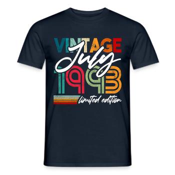 Vintage geboren Juli 1993 Geburtstag Juli 1993 - Männer T-Shirt - Navy - Vorne - AI Model Male 178 light (178cm)