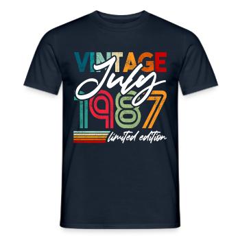 Vintage geboren Juli 1987 Geburtstag Juli 1987 - Männer T-Shirt - Navy - Vorne - AI Model Male 178 light (178cm)