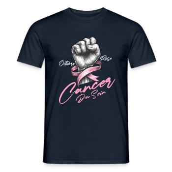 Brustkrebs Awareness Faust & Pinke Schleife Design - Männer T-Shirt - Navy - Vorne - AI Model Male 178 light (178cm)