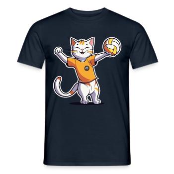 Volley-ball enfants chat I drôles d’animaux | Des sports | - T-shirt homme - marine - Devant - AI Model Male 178 light (178cm)