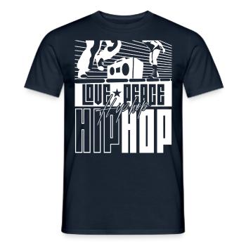 Love Peace Hip Hop Music Hiphop Dancer Rap - Men's T-Shirt - navy - Front - AI Model Male 178 light (178cm)