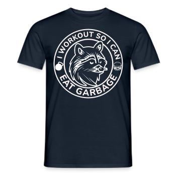 Ich trainiere, damit ich Müll essen kann, lustiger Waschbär - Männer T-Shirt - Navy - Vorne - AI Model Male 178 light (178cm)