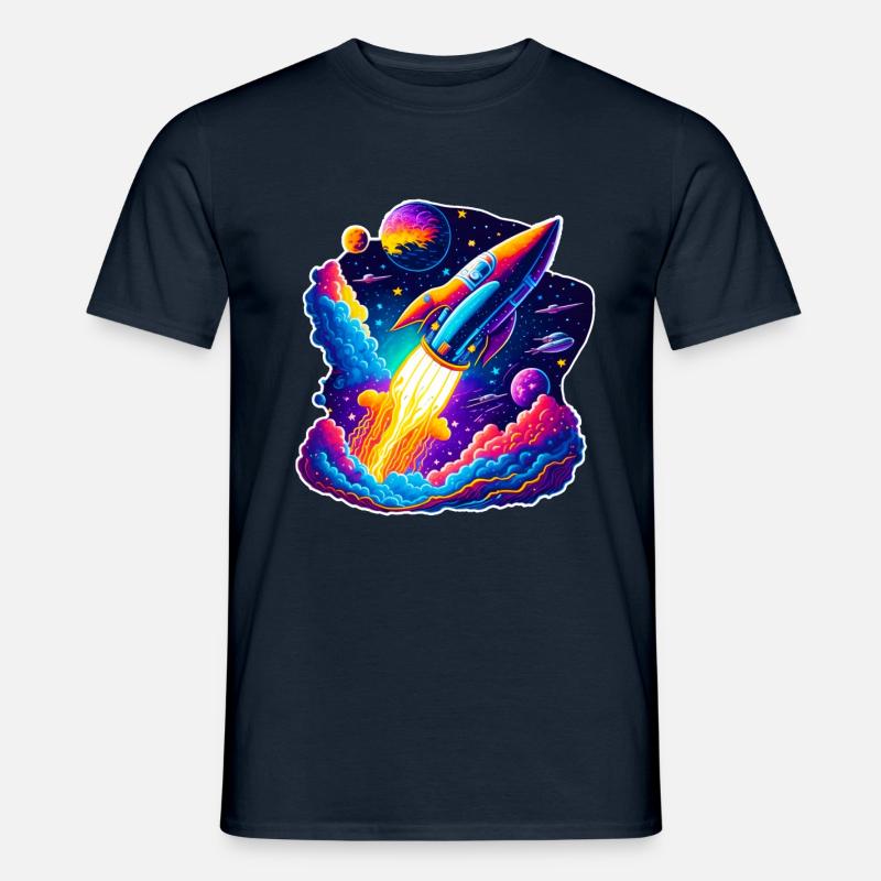 Space View / Rocket - Männer T-Shirt - Navy