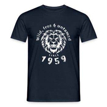 65th Birthday Wild, free & untamed since 1959 - Men's T-Shirt - navy - Front - AI Model Male 178 light (178cm)